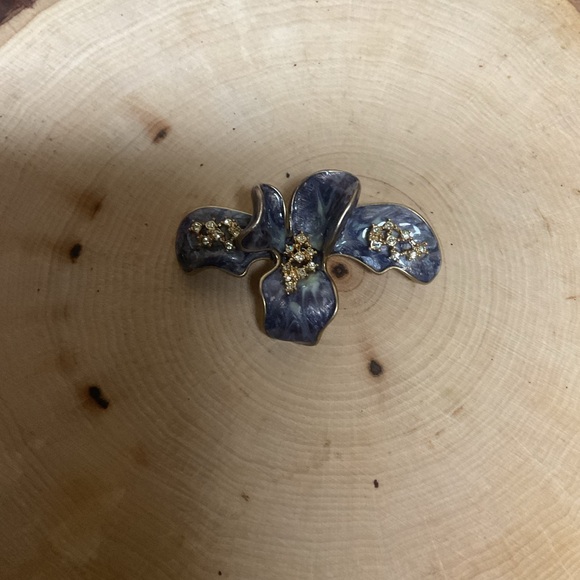 Elegant Ciner Vintage Blue and Gold Toned Brooch - Picture 6 of 6